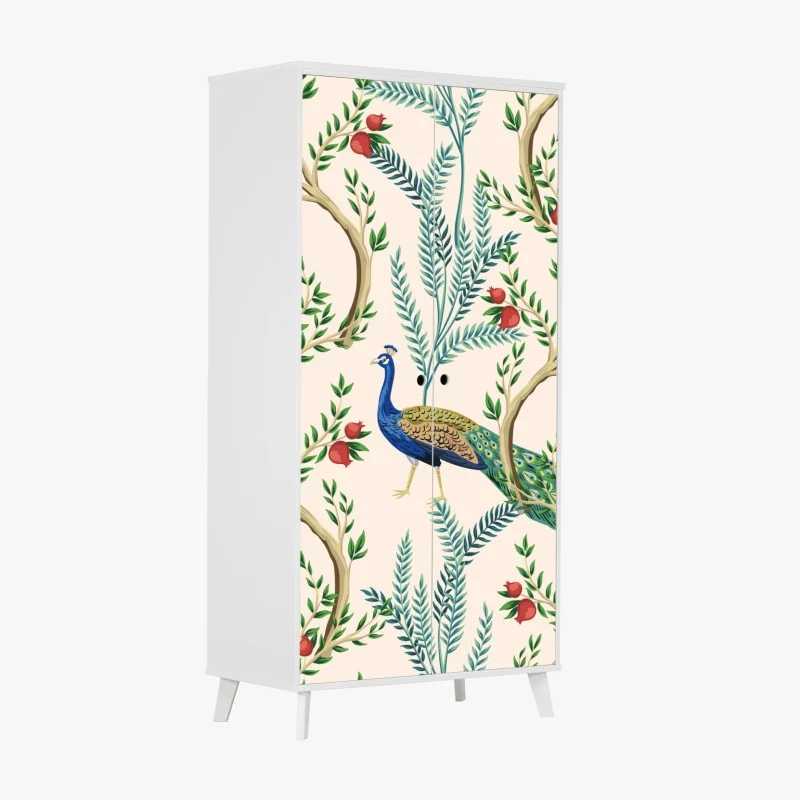 Wardrobe sticker peacock among pomegranate branches