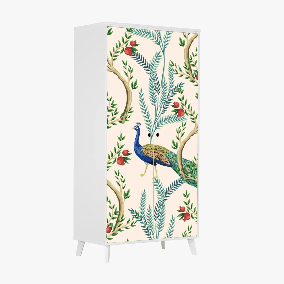 Wardrobe sticker peacock among pomegranate branches ⁕ Wallissimo® Wardrobe sticker peacock among pomegranate branches ⁕ Wallissimo®