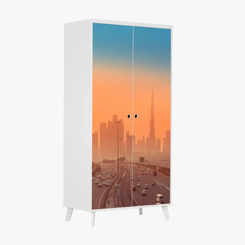 Wardrobe sticker Dubai skyline at sunrise