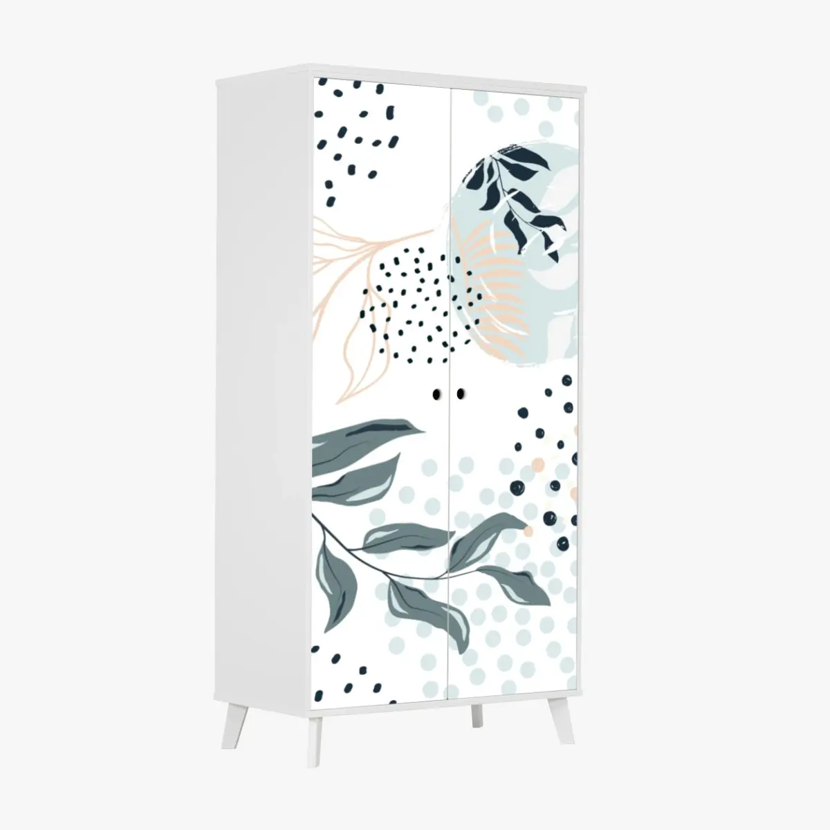 Wardrobe sticker pastel botanical abstract design • Wallissimo® Wardrobe sticker pastel botanical abstract design • Wallissimo®