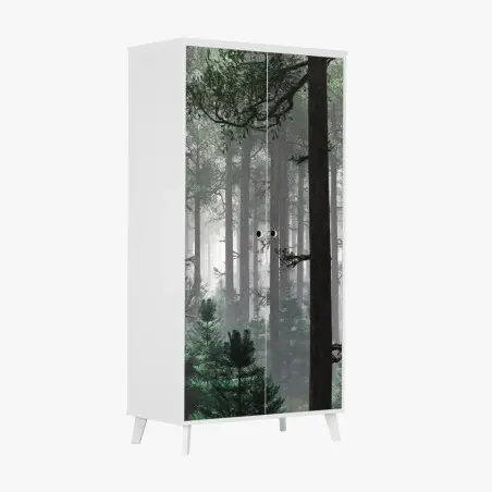 Wardrobe sticker misty evergreen forest panorama • Wallissimo®