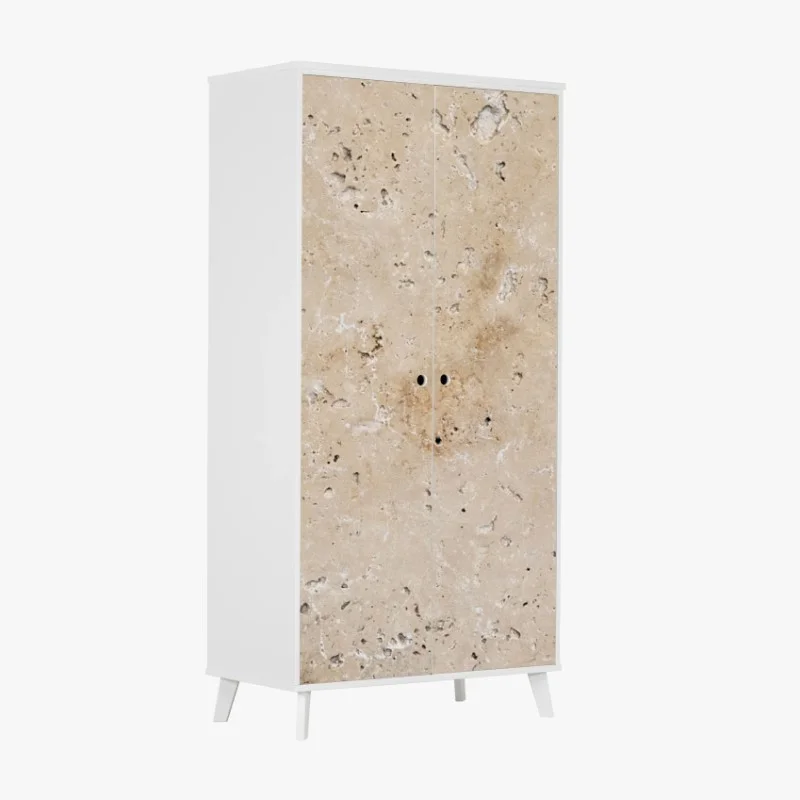 Wardrobe sticker beige travertine stone texture