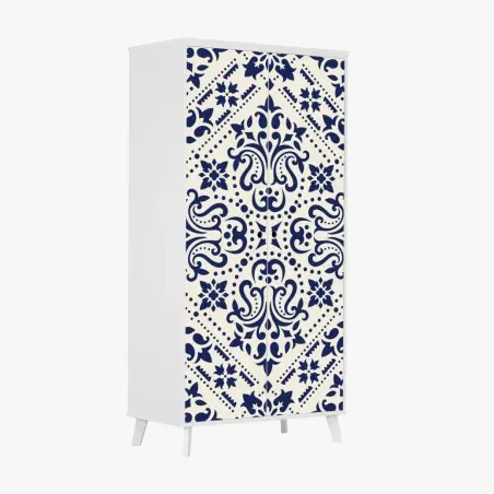 Wardrobe sticker navy damask tile pattern • Wallissimo®