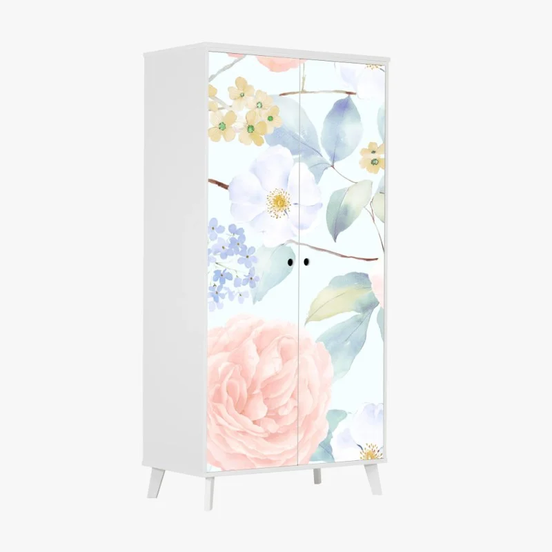 Wardrobe sticker soft pastel floral watercolor blooms