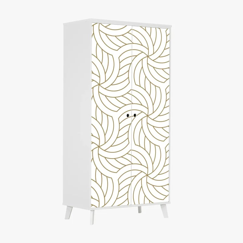 Wardrobe sticker gold geometric swirl pattern