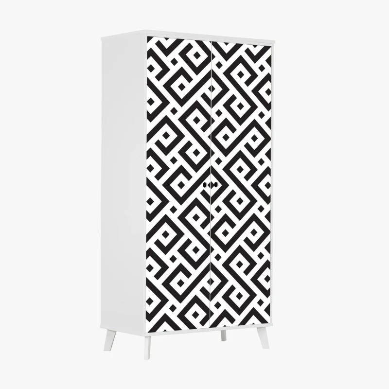 Wardrobe sticker timeless black and white geometric pattern