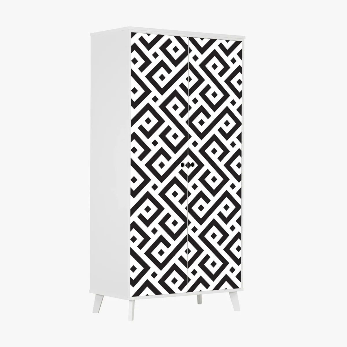 Wardrobe sticker timeless black and white geometric pattern • Wallissimo® Wardrobe sticker timeless black and white geometric pattern • Wallissimo®