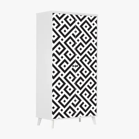 Wardrobe sticker timeless black and white geometric pattern • Wallissimo®