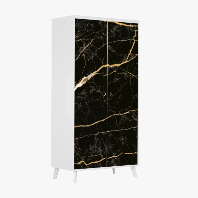 Wardrobe sticker black marble with gold veins