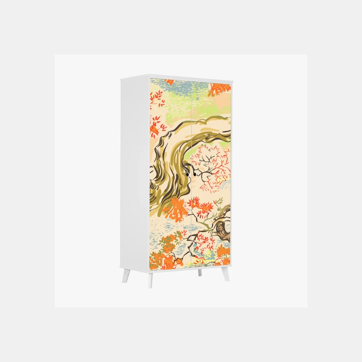 Wardrobe sticker serene oriental tree and leaf pattern ⁕ Wallissimo® Wardrobe sticker serene oriental tree and leaf pattern ⁕ Wallissimo®