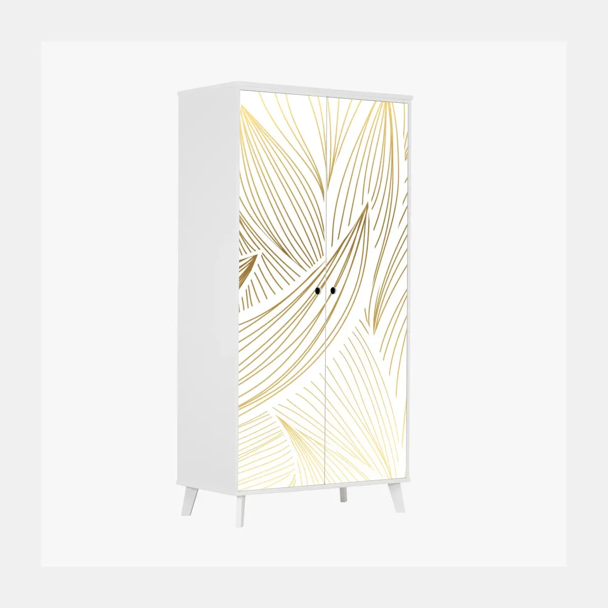 Wardrobe sticker golden leaf line art • Wallissimo®