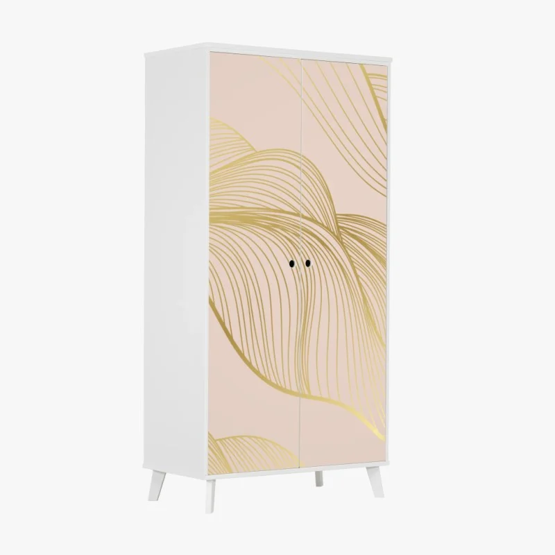 Wardrobe sticker golden waves abstract pattern