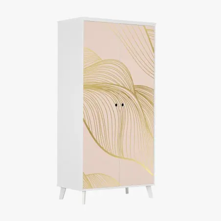 Wardrobe sticker golden waves abstract pattern • Wallissimo®