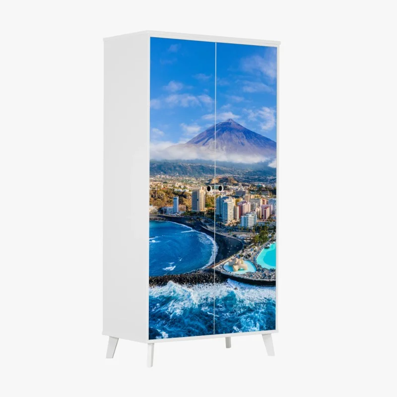 Wardrobe sticker aerial panorama of Tenerife coastline with Mount Teide