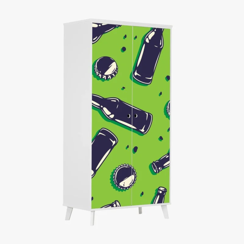 Wardrobe sticker green beer bottle pop art print