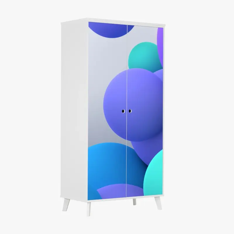 Wardrobe sticker colorful 3d floating spheres abstract art