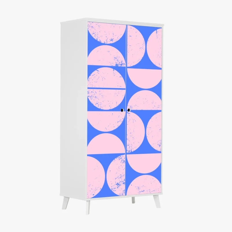 Wardrobe sticker pastel geometric circle pattern