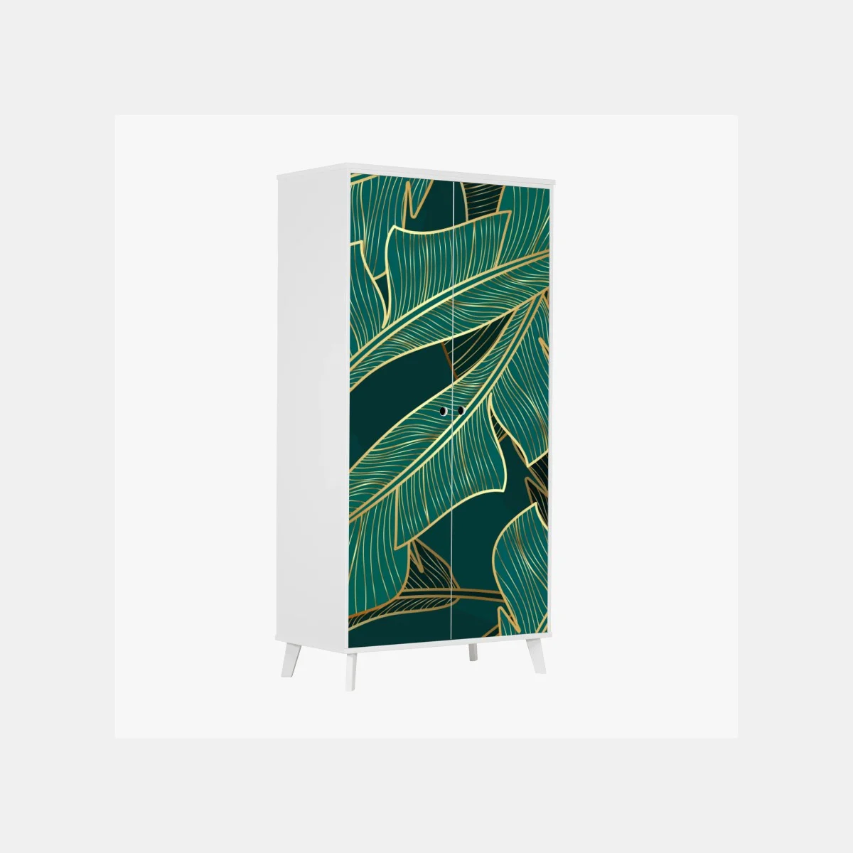 Wardrobe sticker gold-lined tropical banana leaves pattern ⁕ Wallissimo® Wardrobe sticker gold-lined tropical banana leaves pattern ⁕ Wallissimo®