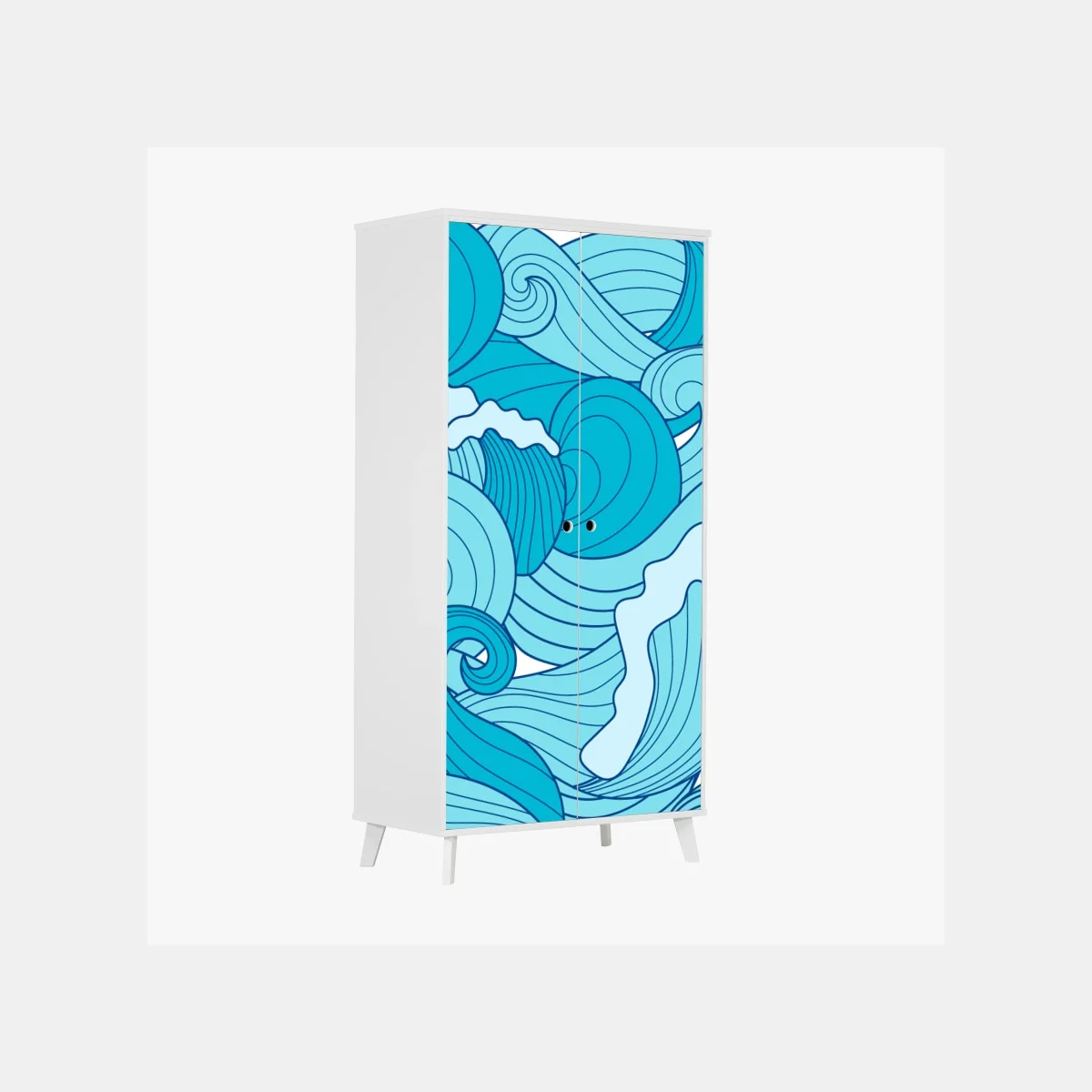 Wardrobe sticker blue ocean waves pattern ⁕ Wallissimo® Wardrobe sticker blue ocean waves pattern ⁕ Wallissimo®