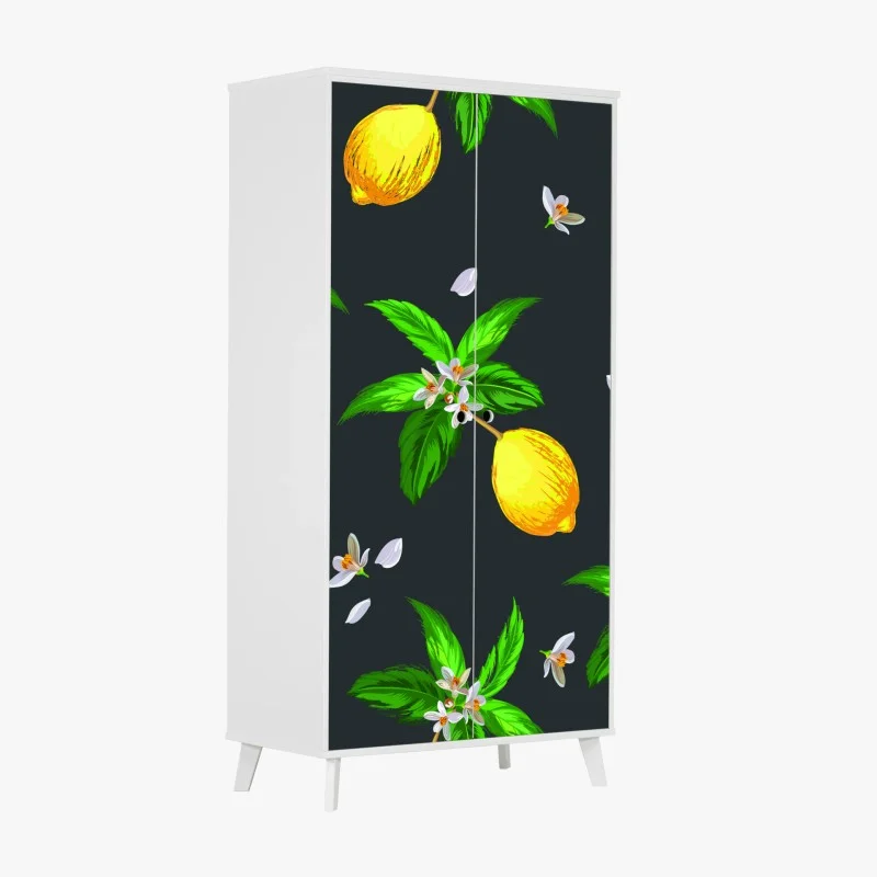 Wardrobe sticker vibrant lemon botanical pattern