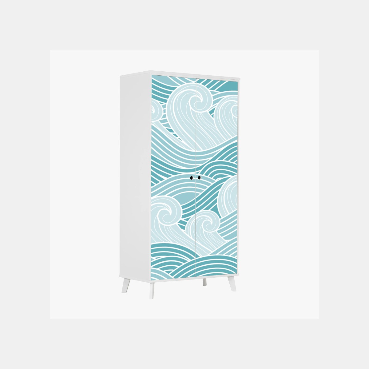 Wardrobe sticker serene turquoise wave pattern • Wallissimo® Wardrobe sticker serene turquoise wave pattern • Wallissimo®