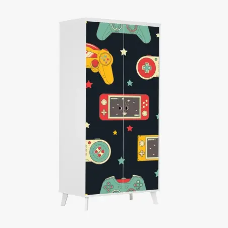 Wardrobe sticker retro game controller pattern • Wallissimo®