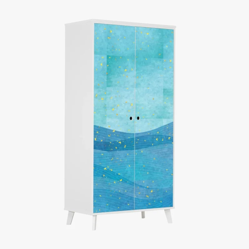 Wardrobe sticker turquoise wave abstract composition