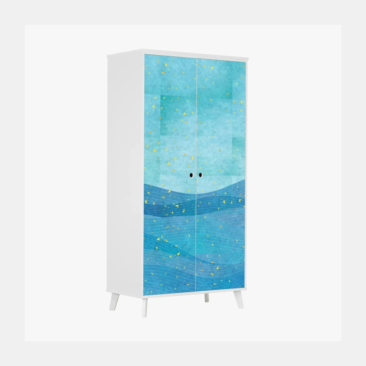 Wardrobe sticker turquoise wave abstract composition ⁕ Wallissimo® Wardrobe sticker turquoise wave abstract composition ⁕ Wallissimo®