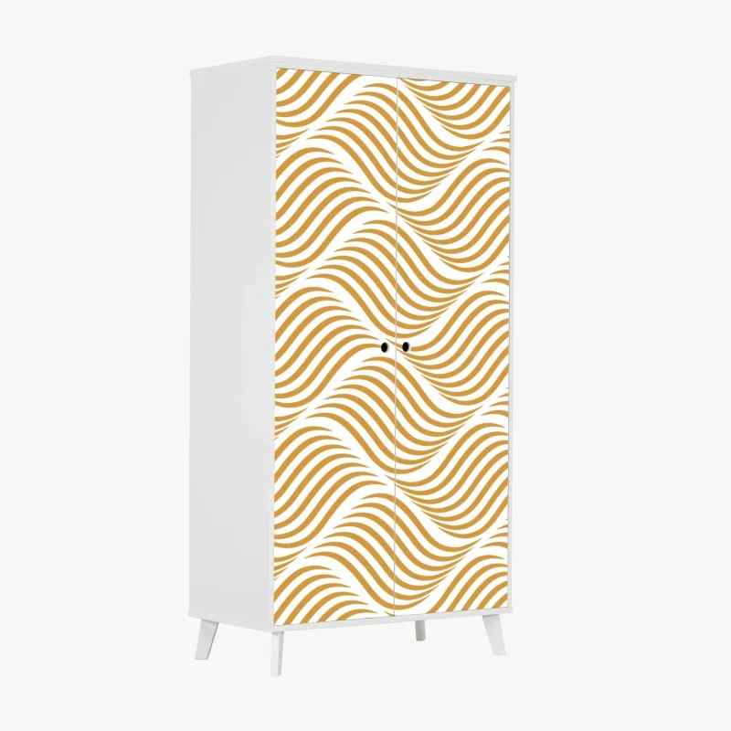 Wardrobe sticker golden wave pattern wall art