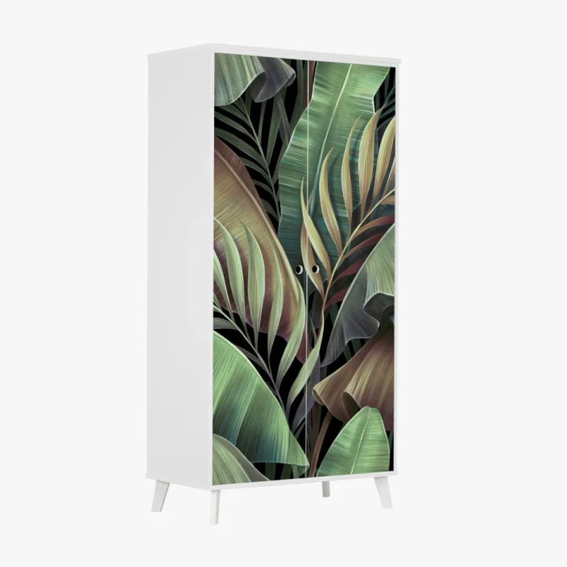 Wardrobe sticker tropical leaves botanical pattern