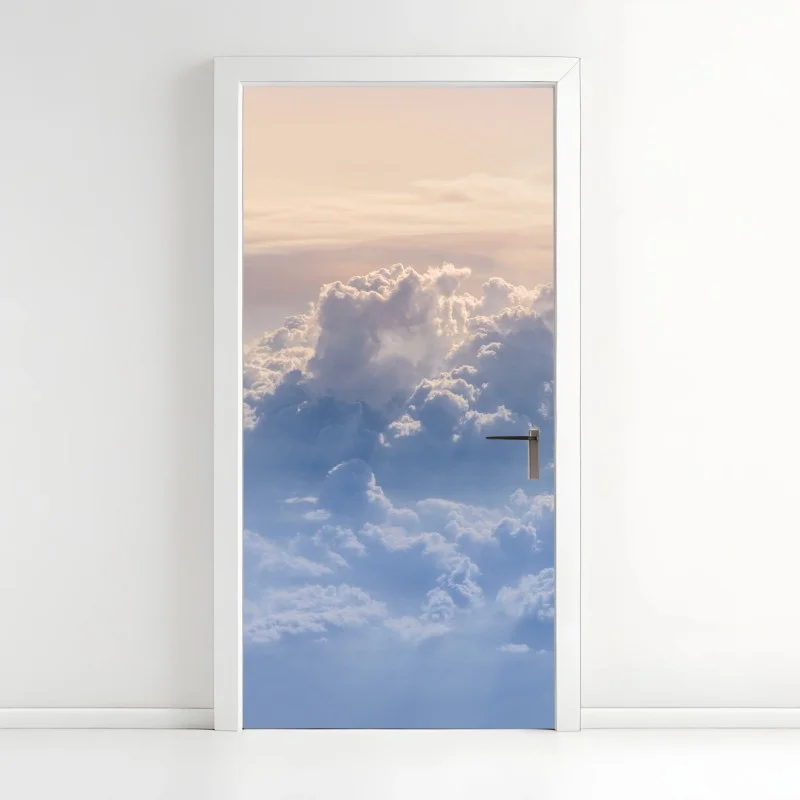 Door sticker gentle clouds above blue sky