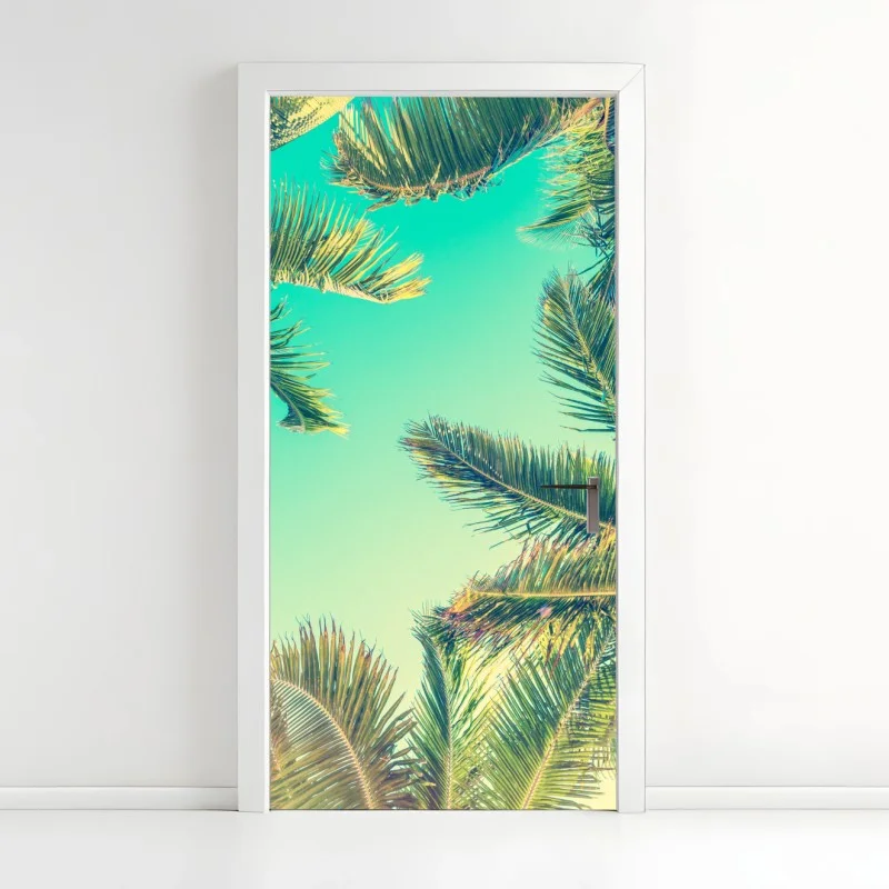 Door sticker vintage turquoise palm canopy