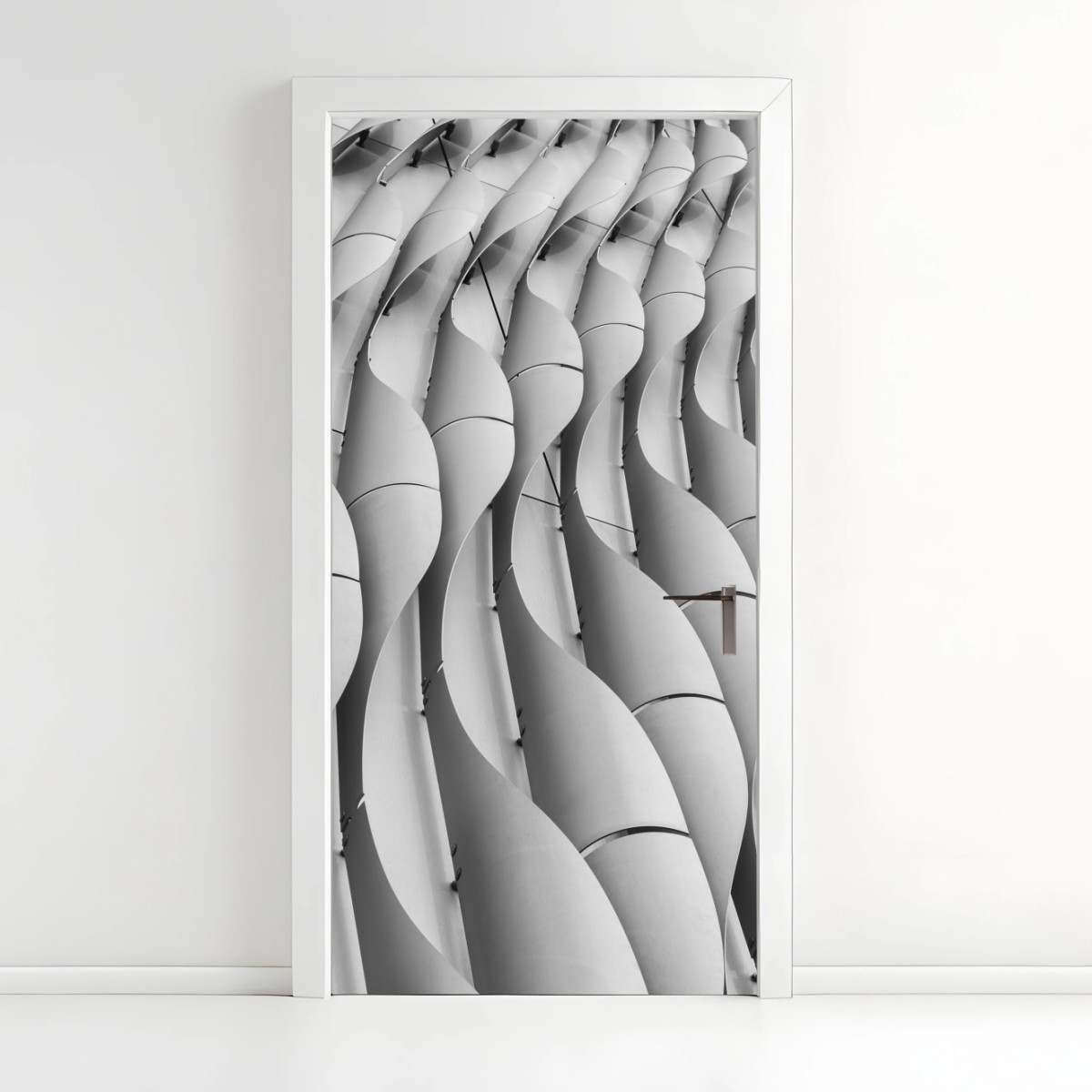 Door sticker architectural wave pattern in grayscale • Wallissimo® Door sticker architectural wave pattern in grayscale • Wallissimo®
