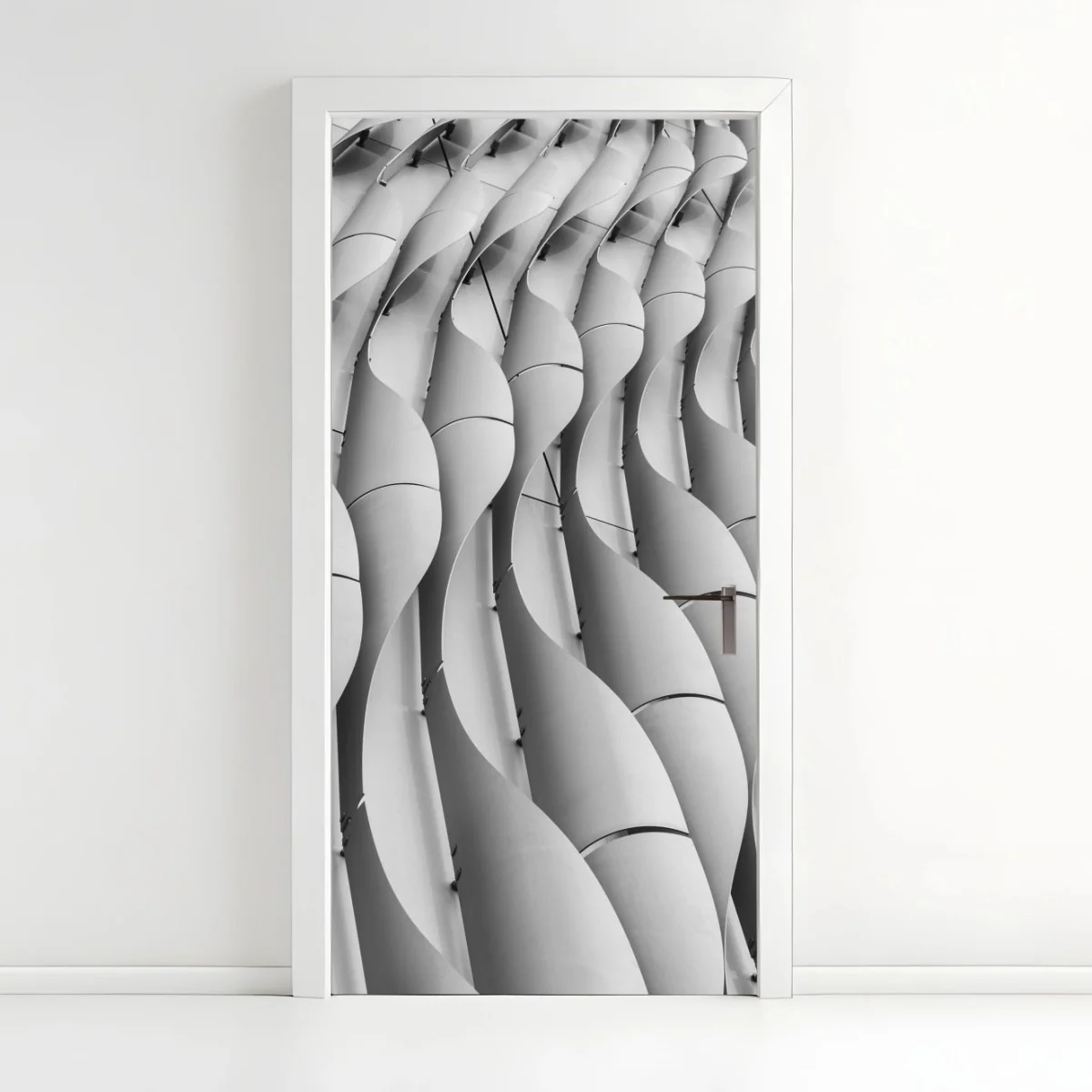 Door sticker architectural wave pattern in grayscale ⁕ Wallissimo® Door sticker architectural wave pattern in grayscale ⁕ Wallissimo®