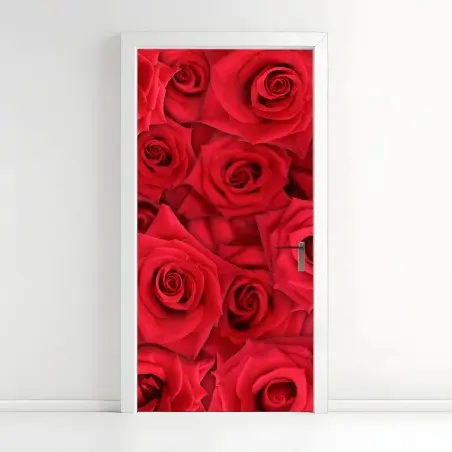 Door sticker vibrant red roses collage • Wallissimo®
