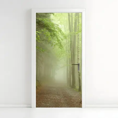 Door sticker misty forest path • Wallissimo®