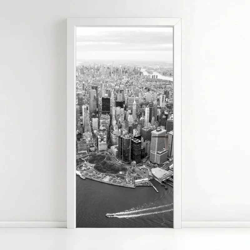 Door sticker Manhattan skyline aerial view