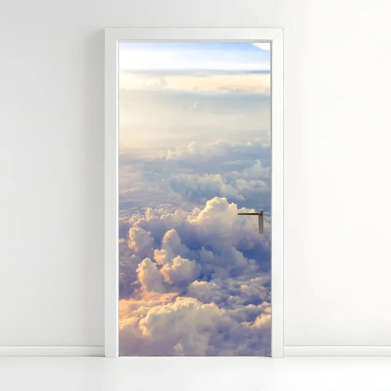 Door sticker sunlit clouds above the horizon
