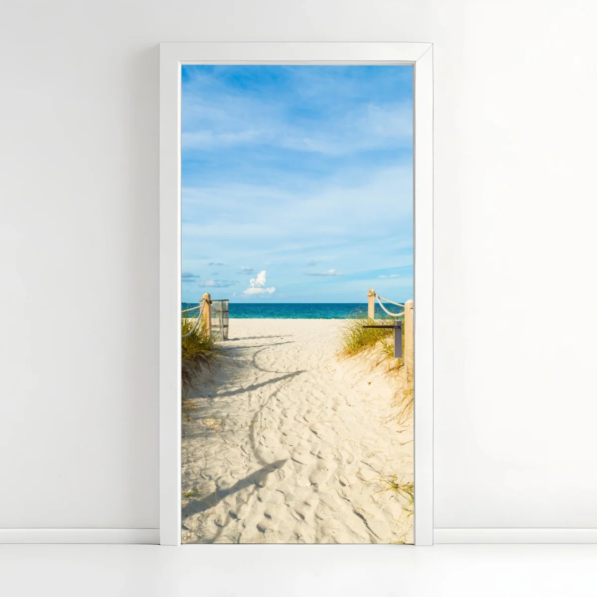 Door sticker sandy path to the sea, Miami ⁕ Wallissimo® Door sticker sandy path to the sea, Miami ⁕ Wallissimo®