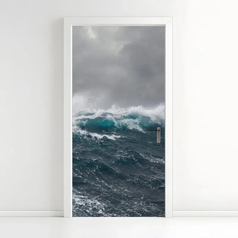 Door sticker sunlit forest path • Wallissimo®