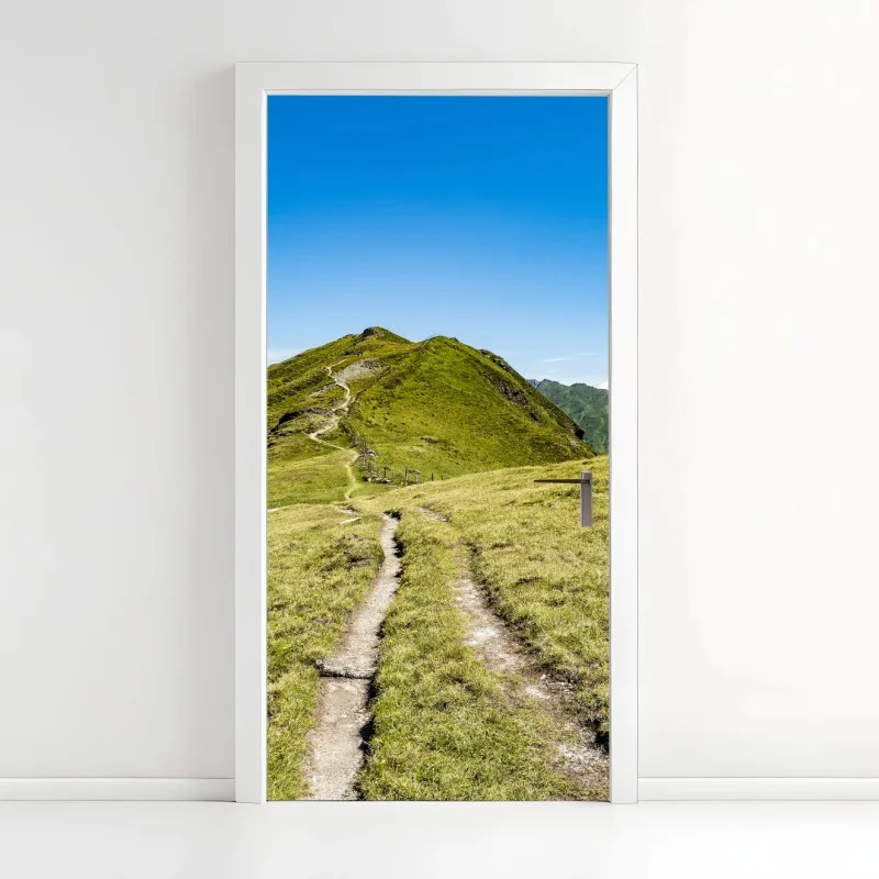 Door sticker winding hiking trail in Zillertal Alps
