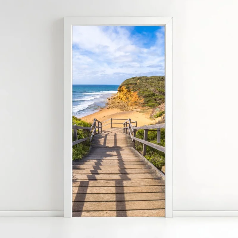 Door sticker walkway to Bells Beach panoramic view