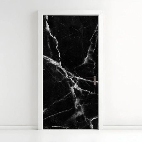 Door sticker black marble veined texture • Wallissimo®