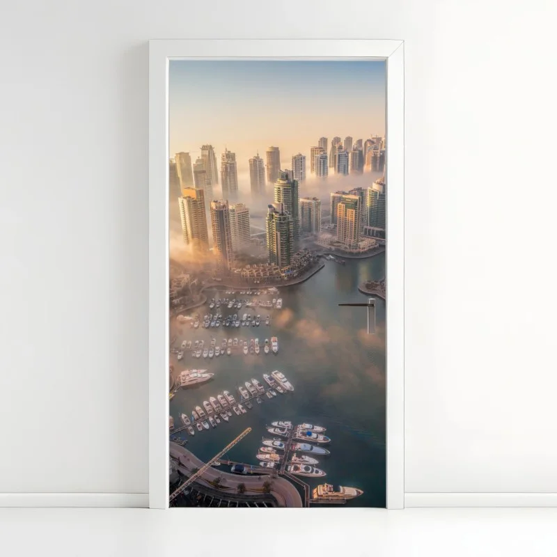 Door sticker Dubai marina sunset skyline