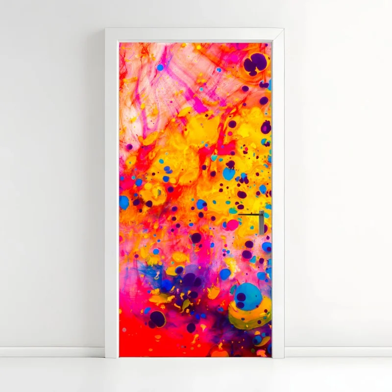 Door sticker Ottoman marbling abstract in vibrant colors