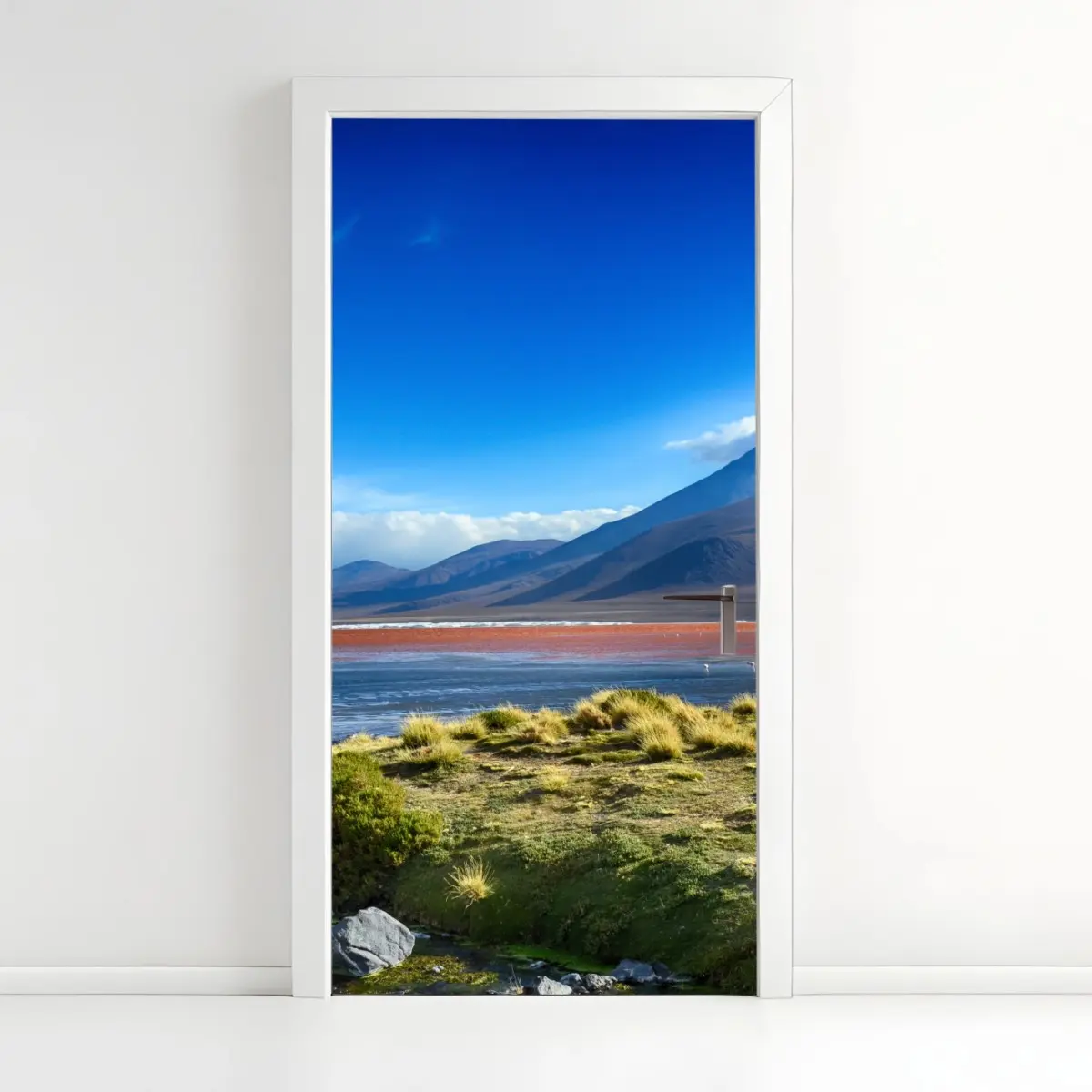 Door sticker serene mountain lagoon landscape • Wallissimo® Door sticker serene mountain lagoon landscape • Wallissimo®