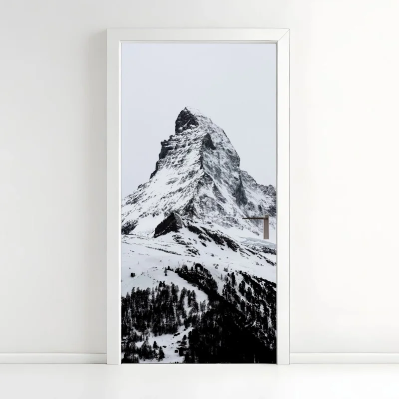 Door sticker solitary snow-covered mountain peak