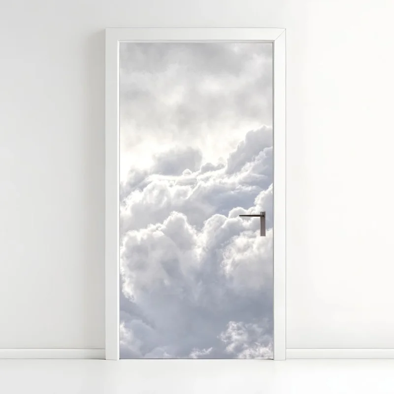 Door sticker ethereal white cloudscape