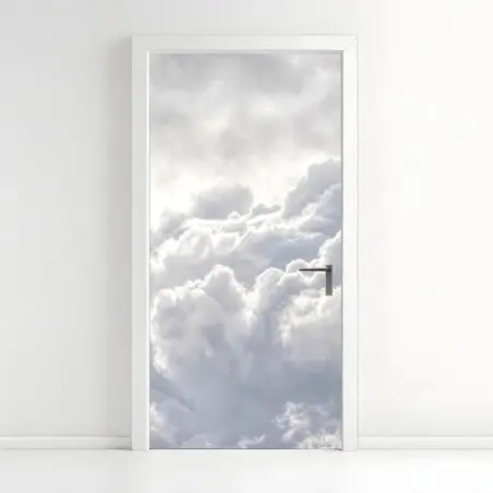 Door sticker ethereal white cloudscape • Wallissimo®