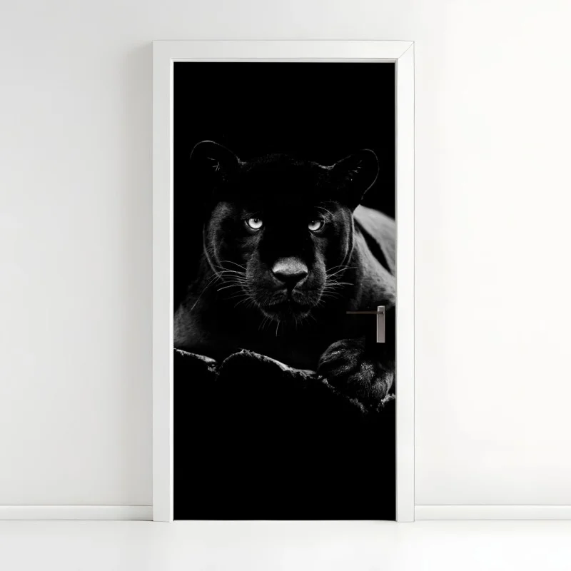 Door sticker majestic black panther portrait